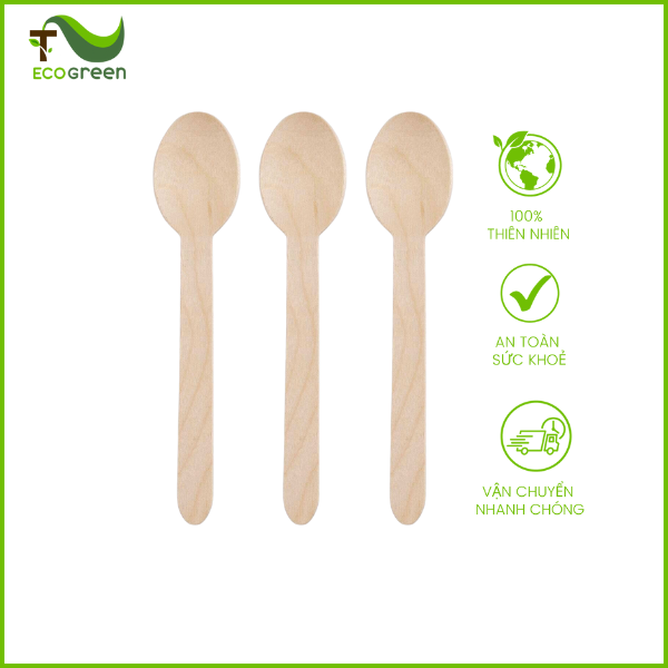 thìa gỗ dùng 1 lần 16cm